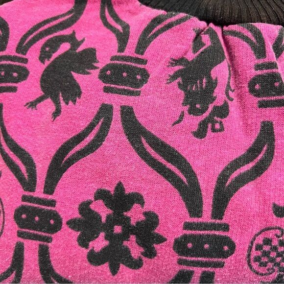 VTG 80's 90s Pink Black colorful Damask print Drop Shoulder Boxy sweatshirt M - Picture 7 of 12